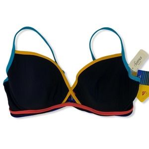 Profile Sport Black Colorful‎ Bikini Top 14 New
